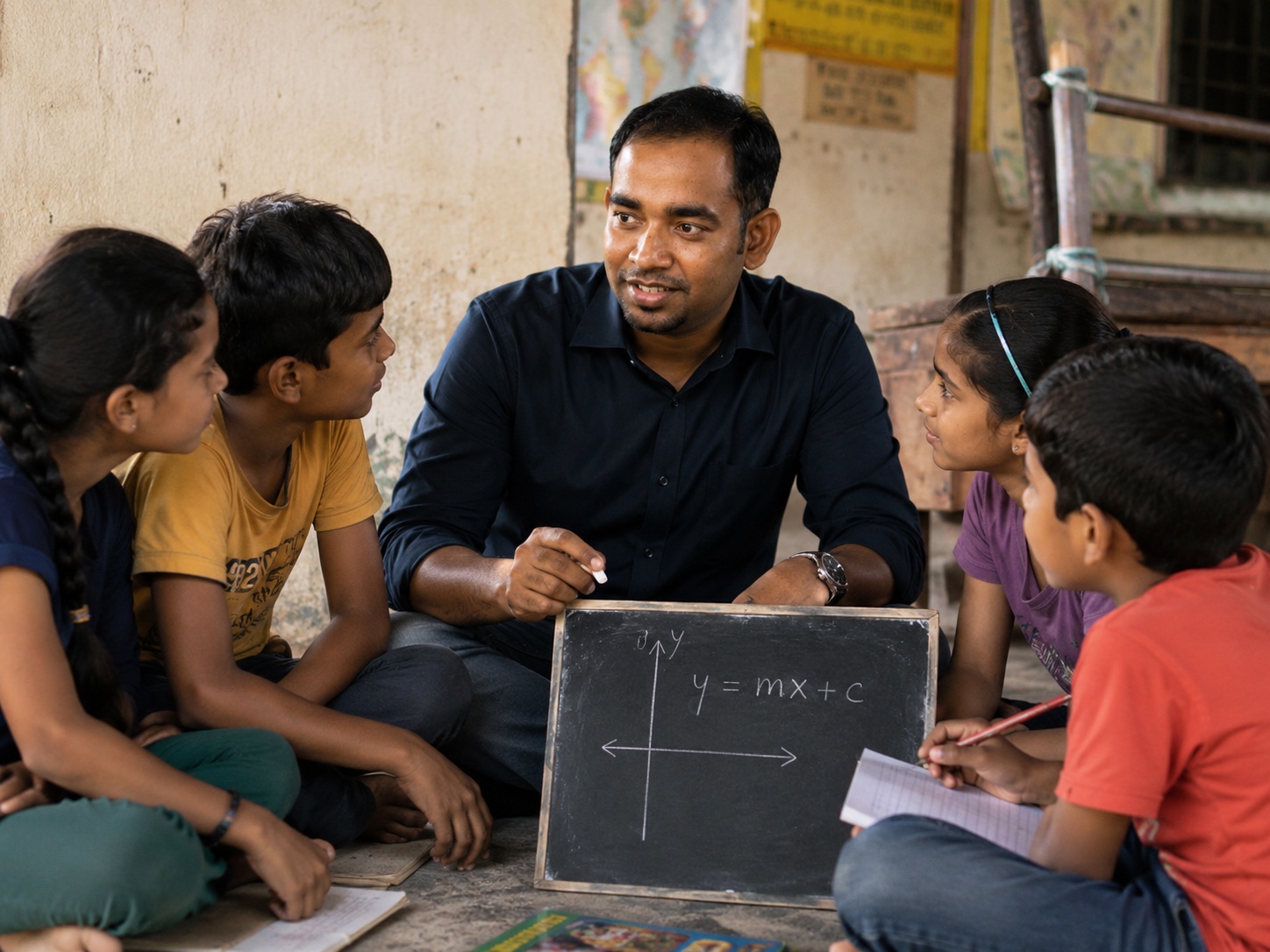 Anurag teaching underprivileged children