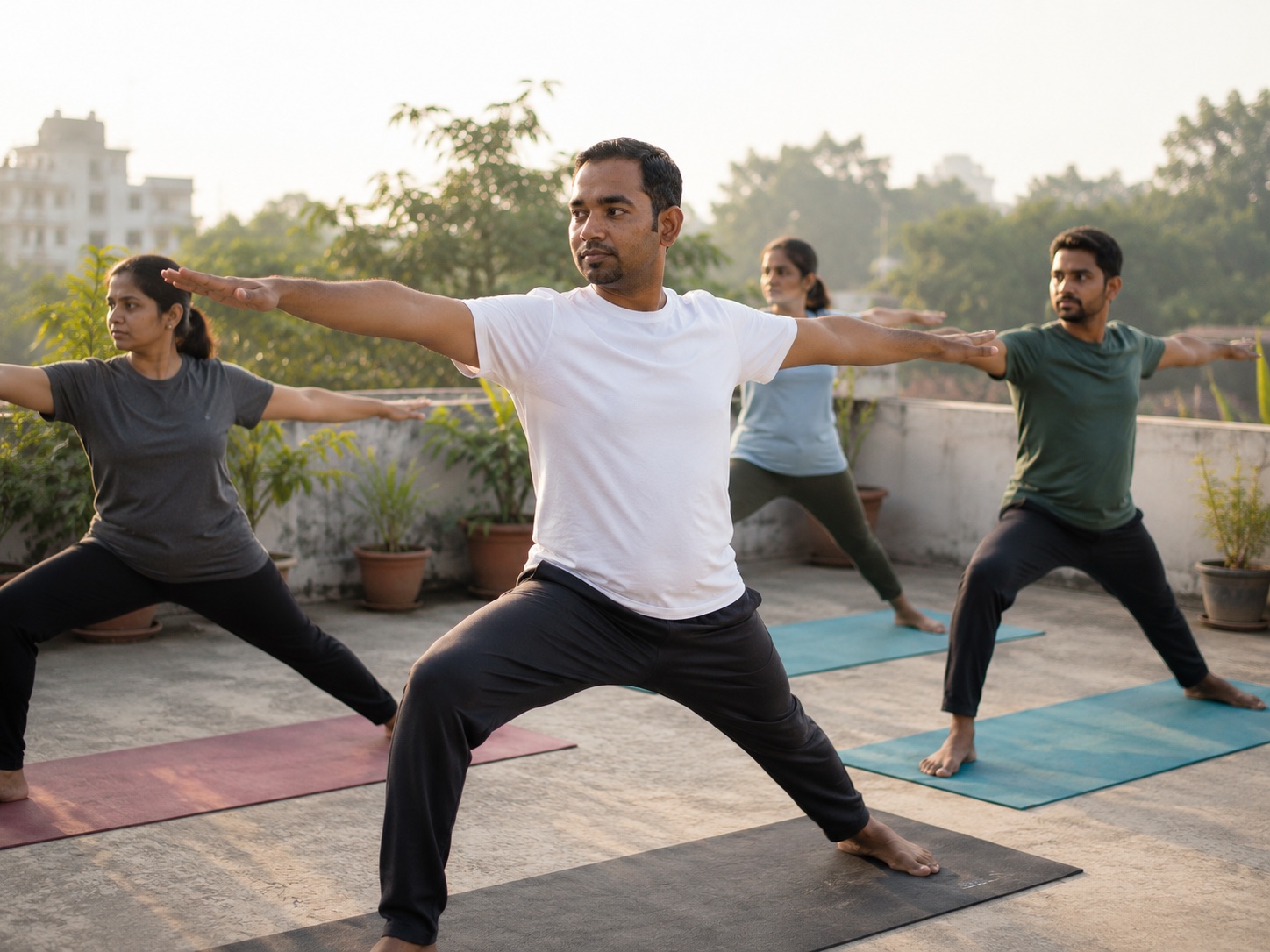Anurag conducting yoga session